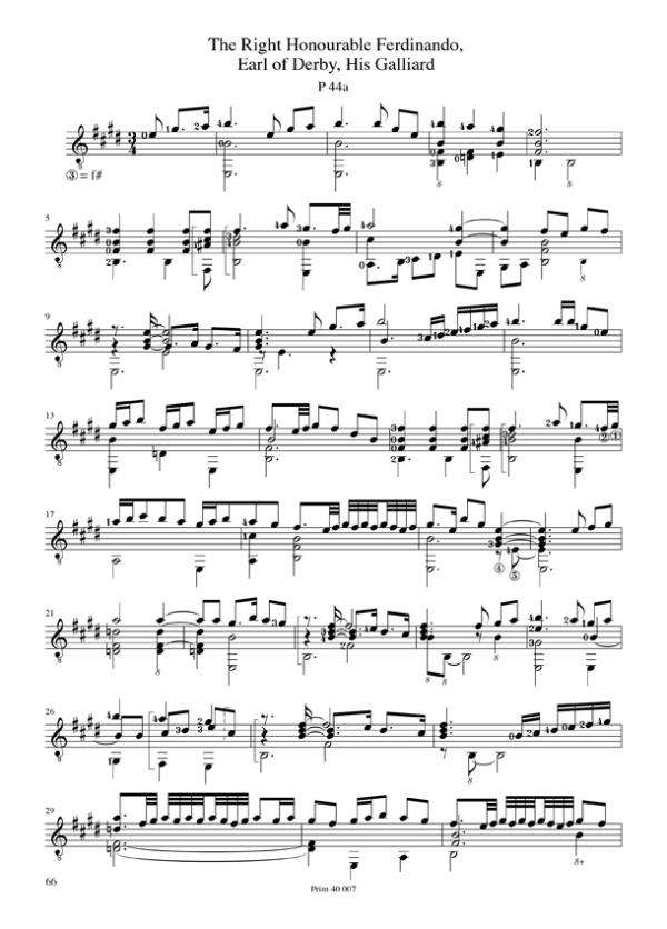 Dowland, John: Sämtliche Lautenwerke im Urtext Vol. 2 - Pavanen und Galliarden für Gitarre solo, Noten Beispiel