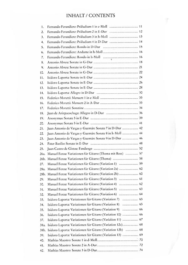 Fandango - Spanish guitar music around 1800, sheet music for guitar solo content