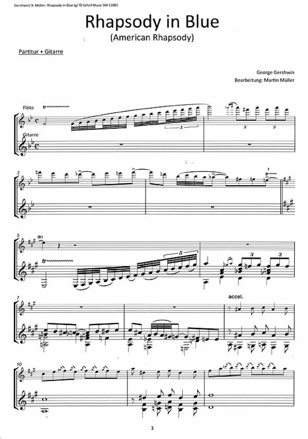 Gershwin, George: Rhapsody in Blue für Flöte und Gitarre