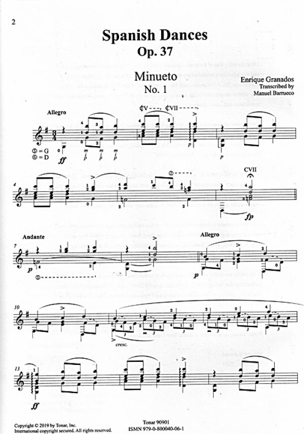 Granados, Enrique: Spanish Dances op. 37, Bearb. Manuel Barrueco, Gitarre solo Noten Beispiel