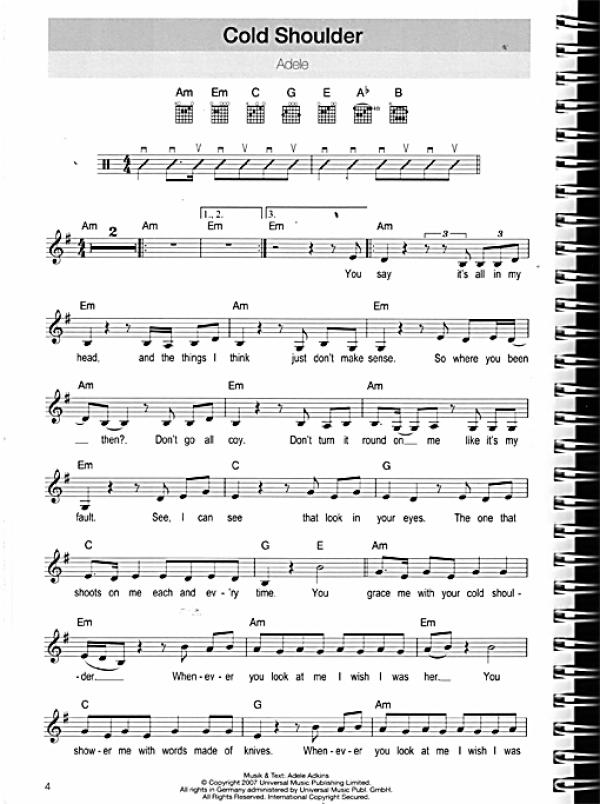 Hit Book Update - 80 Charthits für Gitarre - Songbook Beispiel
