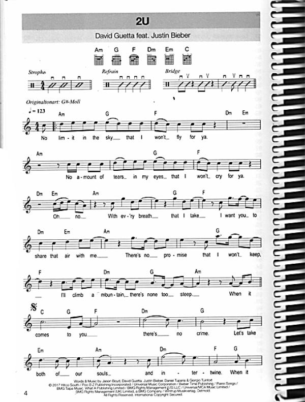 Hit Book 2 - 100 Charthits for Guitar - Songbook sample