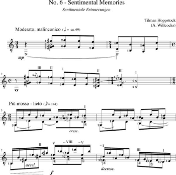 Hoppstock, Tilmann (Willcocks, Allan): 12 impressionistic Sketches for guitar, Noten Beispiel 2
