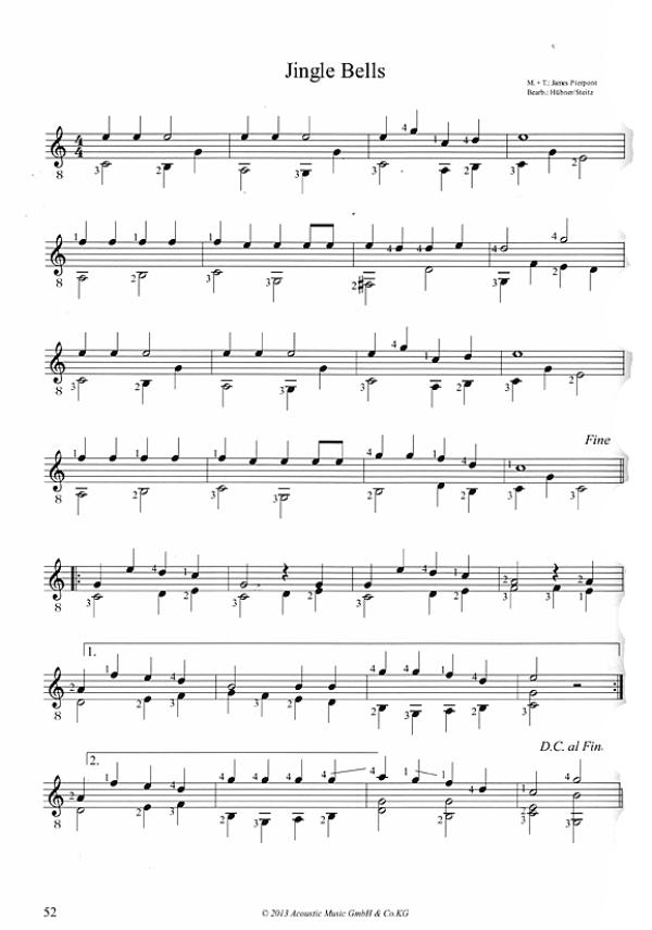 Hübner, Thomas and Steitz, Tilman: Gitarrespielen zur Weihnachtszeit, Christmas Carols for guitar, sheet music sample