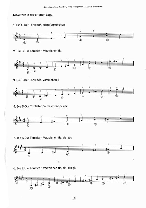 Im Fokus: Lagenspiel, Gitarrentechnik und Repertoire, Noten Beispiel