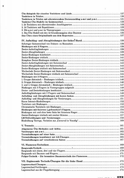 Käppel, Hubert: Die Technik der modernen Konzertgitarre - Technik Handbuch Inhalt