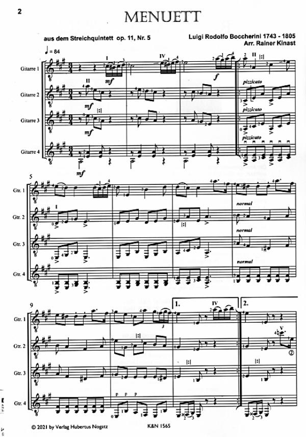 Kinast, Rainer & Pusak, Jörg: Rocking Classics, well-known classical pieces for 4 guitars or guitar ensemble, sheet music sample