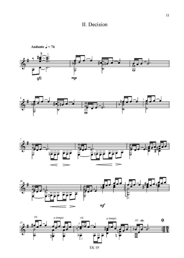 Kindle, Jürg: Crossroads for guitar solo, sheet music sample