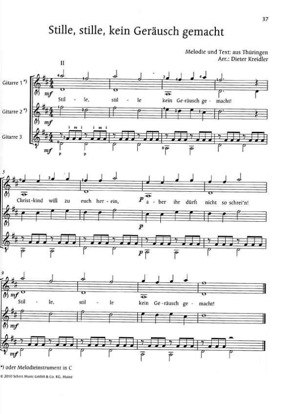 Kreidler, Dieter: Jingle Bells, Advents- und Weihnachtslieder für 1-3 Gitarren, Noten Beispiel