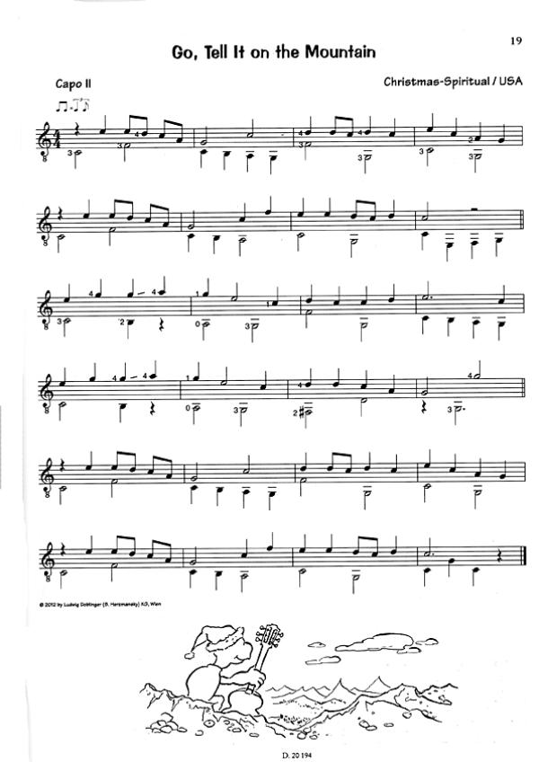 Langer, Michael and Neges, Ferdinand: Play Guitar Christmas with Schildi, easy Christmas carols for guitar, notes sample