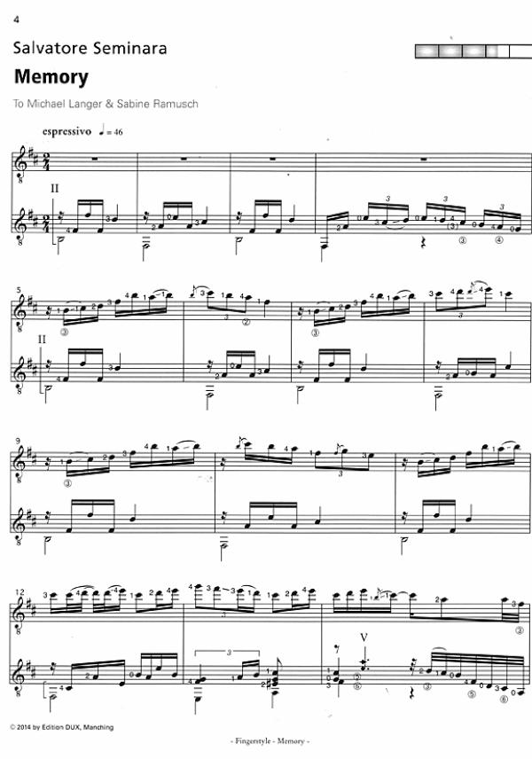 Langer, Michael / Seminara, Salvatore: Memory für 2 Gitarren, Noten für Gitarrenduo Beispiel