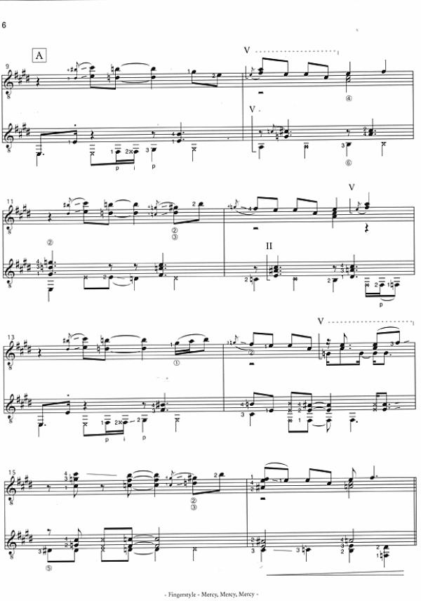 Langer, Michael / Zawinu, Josef: Mercy, mercy, mercy für 2 Gitarren Noten Beispiel