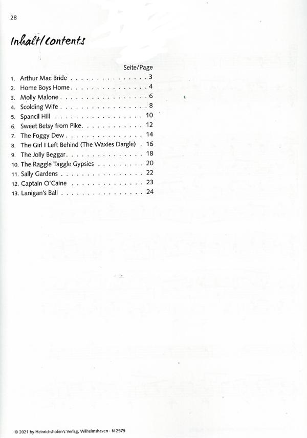Teschner, Hans Joachim: Lanigan`s Ball, Irish Pieces for Flute and Guitar, sheet music content