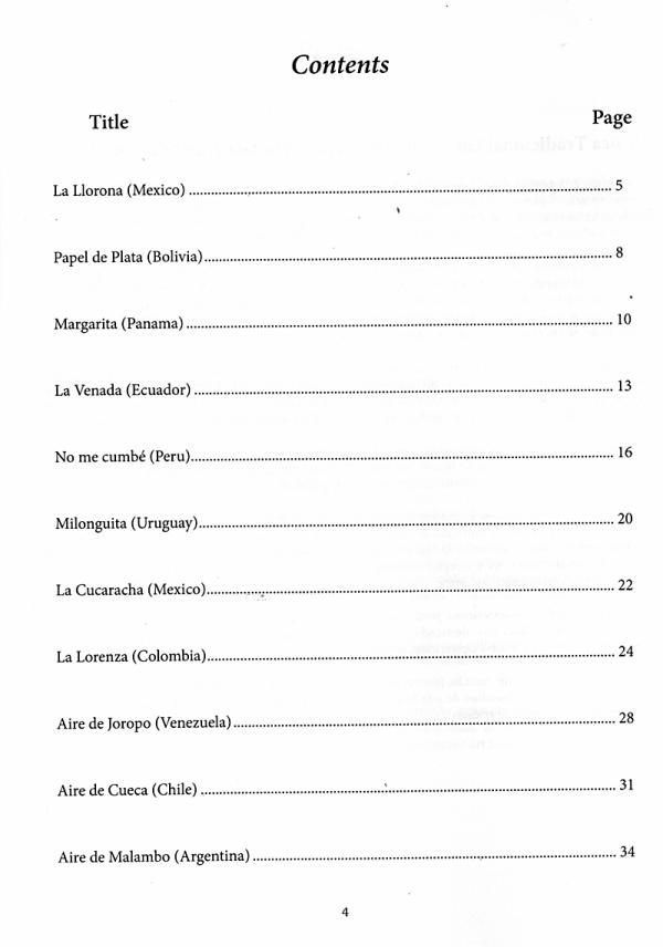 Latin American Folk Music for Classic Guitar, Gitarre solo Noten Inhalt