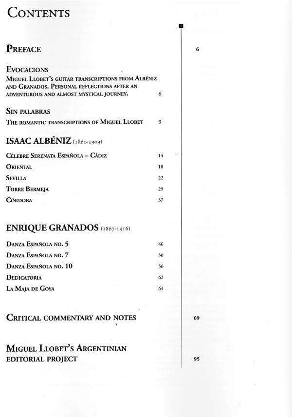 Llobet, Miguel: Guitar Works Vol. 7, Albeniz und Granados, Solo transcriptions IV, Evocations, Guitar solo sheet music content