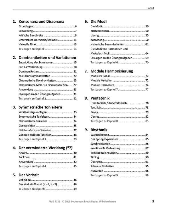 Meffert, Wolfgang: Harmonielehre endlich verstehen Band 2, Inhaltsverzeichnis Seite 1