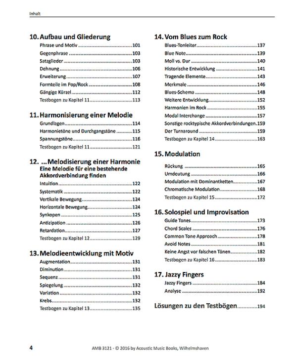 Meffert, Wolfgang: Harmonielehre endlich verstehen Band 2, Inhaltsverzeichnis Seite 2