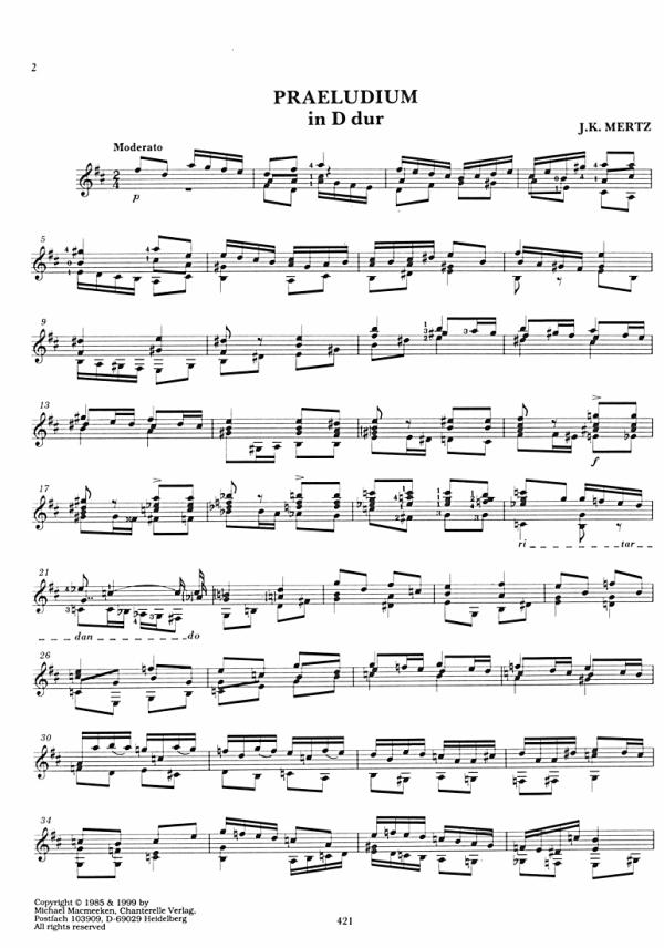 Mertz, Johann Kaspar: Guitar Works Vol. 5, leasy and didactic pieces, Edition Simon Wynberg, sheet music Beispiel