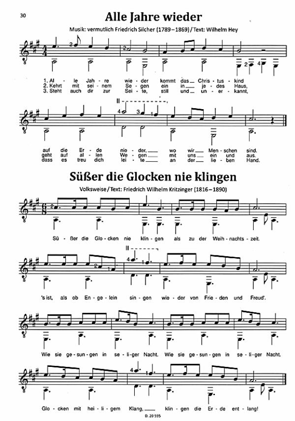 Morandell, Robert: Weihnachtslieder für Gitarrentiger, leicht arrangiert, Begleitung, Melodie und solo Gitarre, Noten Beispiel