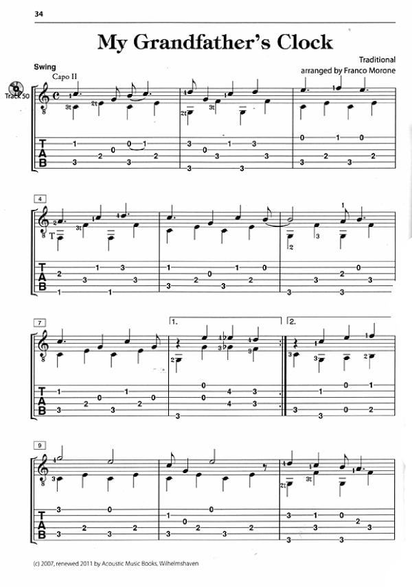 Morone, Franco: My Acoustic Blues Guitar, Anleitung und Spielbuch für Gitarre solo, Noten und Tabulatur Beispiel