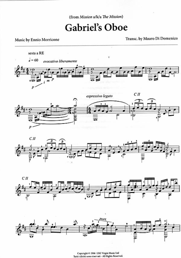 Ennio Morricone for Classical Guitar, Guitar solo sheet music sample