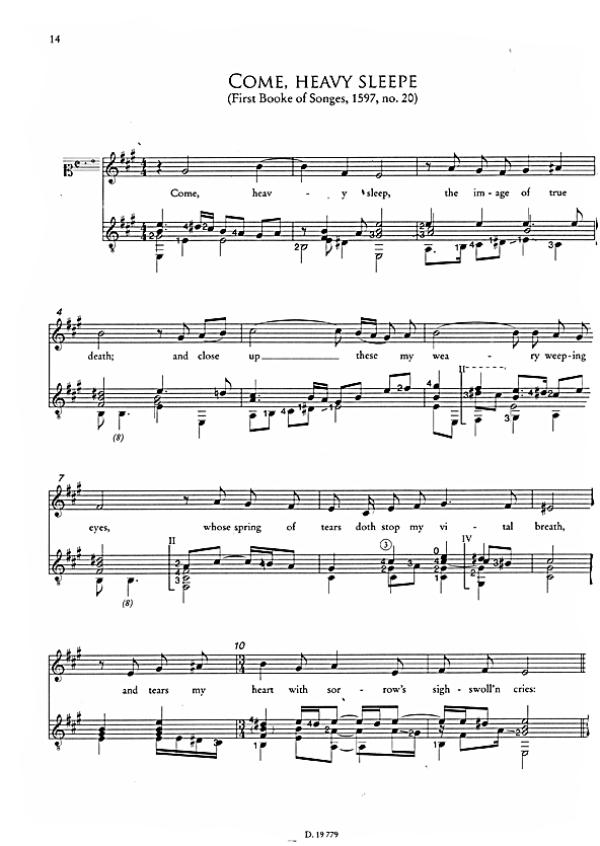 Dowland, John - Sting: Songs from the Labyrinth for Voice and Guitar, sheet music sample