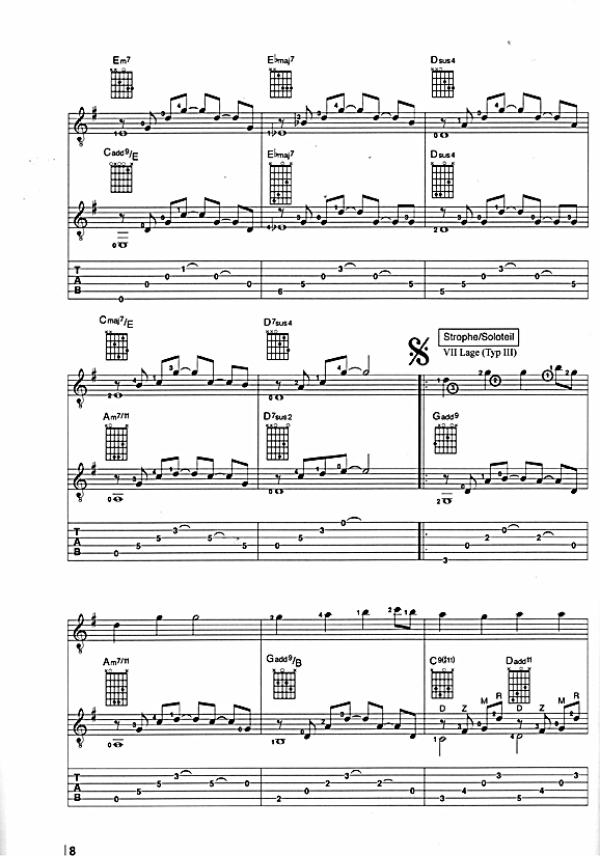 Nünning. Eddie: Groovin` Christmas, Weihnachtslieder für Gitarre solo und Duo, Noten und Tabulatur Beispiel