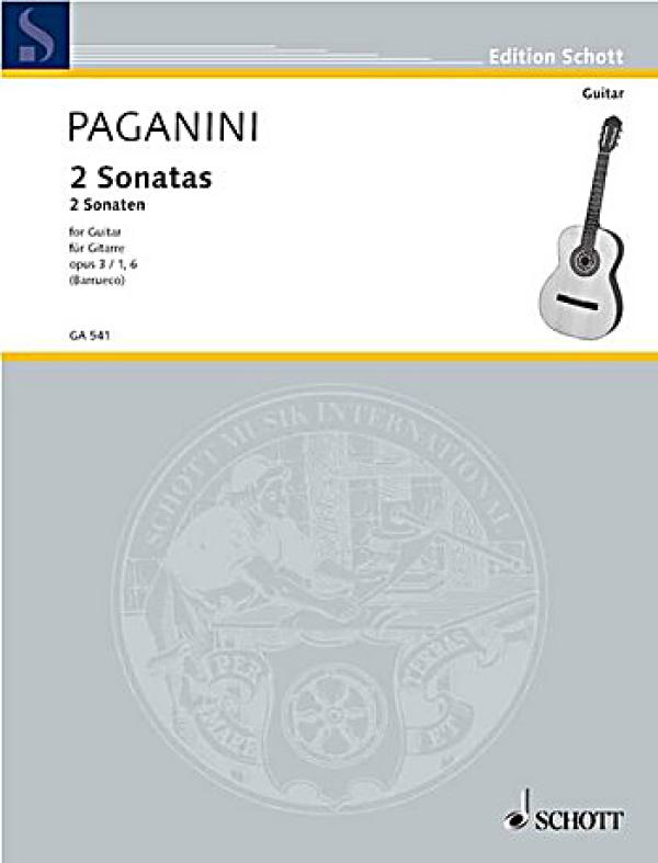 Paganini, Niccolo: 2 Sonatas op.3,1 und op.3,6, Bearb. Manuel Barrueco, Gitarre solo Noten