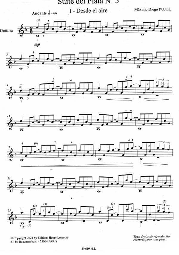 Pujol, Maximo Diego: Suite del Plata No. 5, Guitar solo sheet music sample