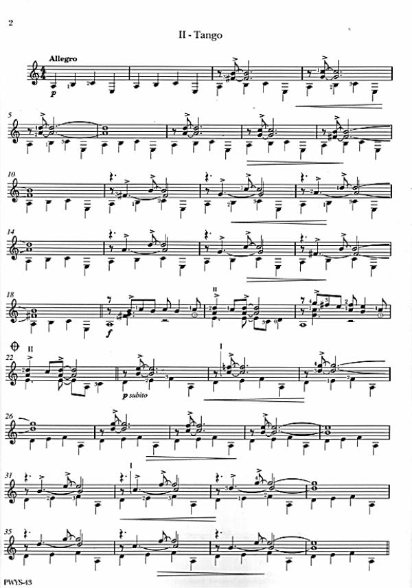 Pujol, Maximo Diego: Suites del Plata No 1 und 2 für Gitarre solo, Noten Beispiel