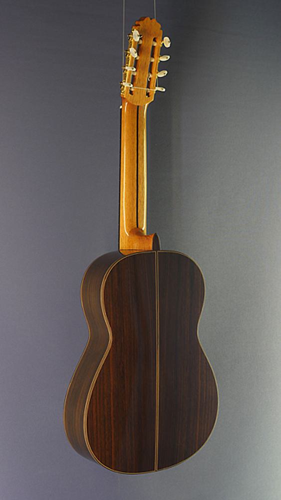 8-saitige Gitarre Ricardo Moreno Fichte, Palisander vollmassiv, spanische Konzertgitarre, Rückseite