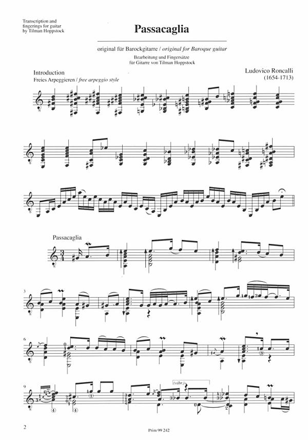 Roncalli, Ludovico and Couperin, Louis: Two Passacaglias for guitar solo, sheet music sample