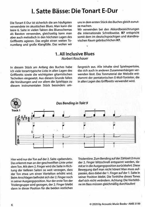 Roschauer, Norbert: Blessed be the Blues, Workshop, Songs und Instrumentals für Fingerstyle Gitarre, Noten und Tabulatur Beispiel