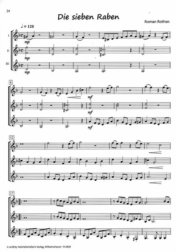Rothen, Roman: Märchenhaftes für 3 Gitarren, Noten für Gitarrenensemble, Gitarrentrio Beispiel