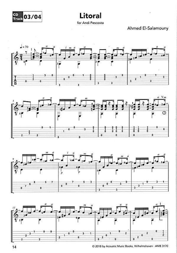 El-Salamouny, Ahmed: Sounds of Rio, Brasilianische Solos und Duos für Gitarre, Noten und Tabulatur Beispiel