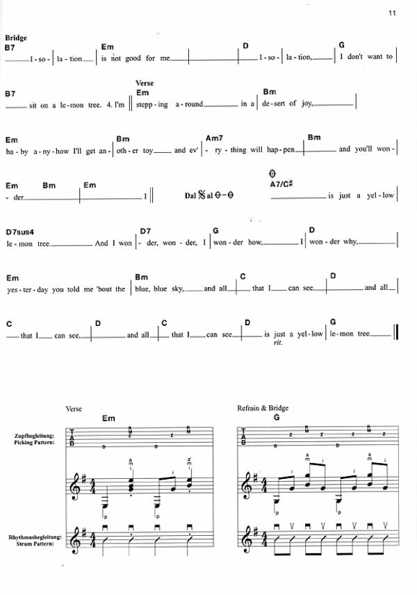 Noten und Tabulatur für Gitarre solo und Begleitung Beispiel