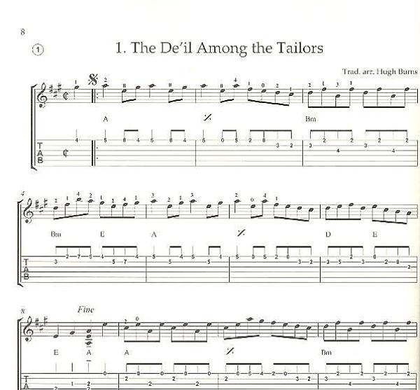Scottish Folk Tunes for guitar, Noten und Tabulatur Beispiel
