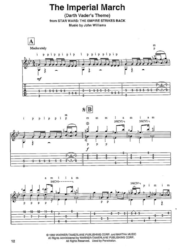 Star Wars for Classical Guitar, Noten Beispiel