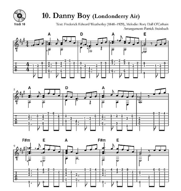 Steinbach, Patrick: Irish Guitar Tunes für Sologitarre oder Melodieinstrument in C und Gitarre, Noten und Tabulatur Beispiel