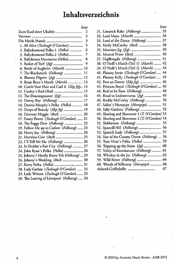 Steinbach, Patrick: Irish Ukulele, for Ukulele solo in Low G-Tuning, sheet music content