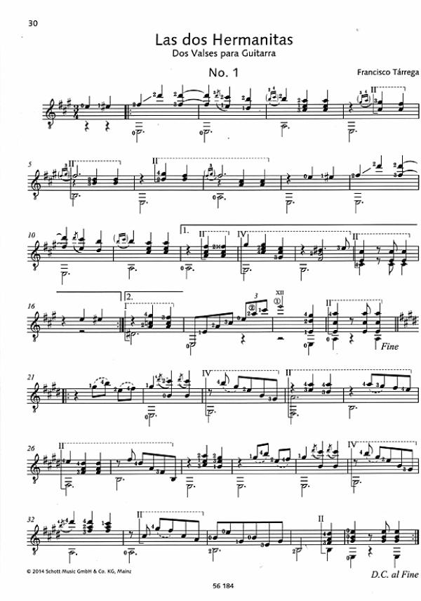 Tarrega, Francisco: Tarrega for guitar, Noten für Gitarre solo Beispiel