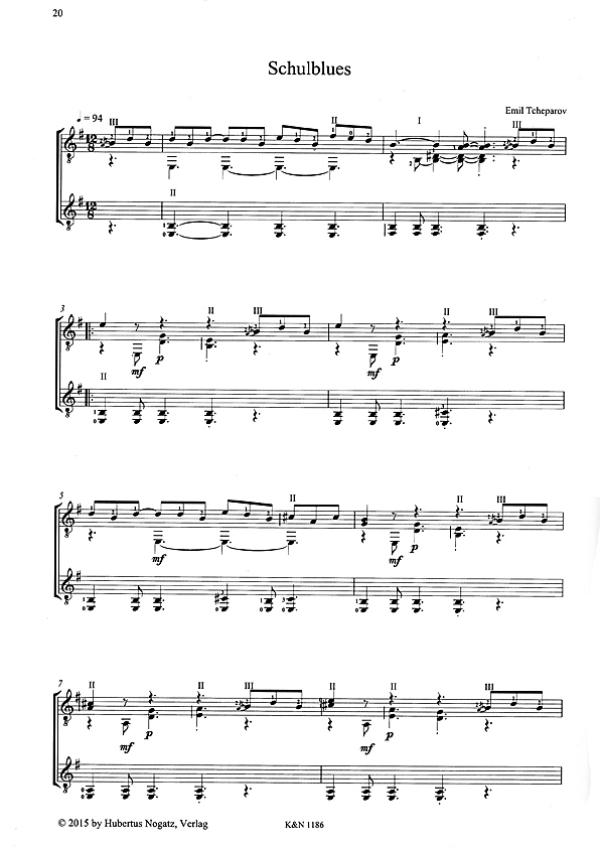 Tcheparov, Emil: Zoo Blues Vol. 2, intermediate piece for 1-2 guitars, sheet music sample
