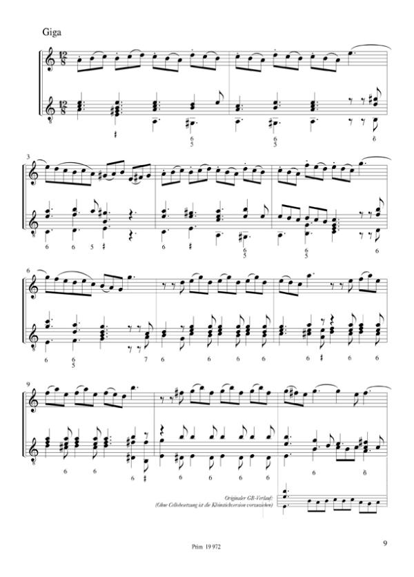 Telemann, Georg Philipp: Sonate a-moll für Violine (Mandoline, Flöte) und Gitarre, Noten Beispiel