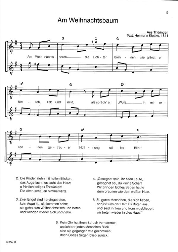 Teschner. Hans Joachim: Fridolins Weihnachtsalbum für 1-2 Gitarren, Notenbeispiel 1