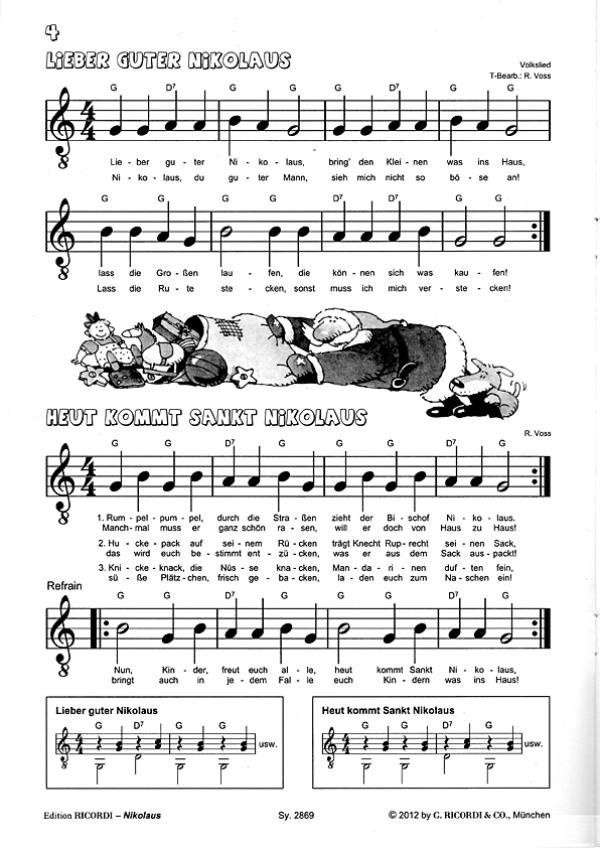 Voss, Richard: Mein erstes Weihnachten auf der Gitarre - sehr leichte Winter-und Weihnachtslieder, Gitarrennoten Beispiel