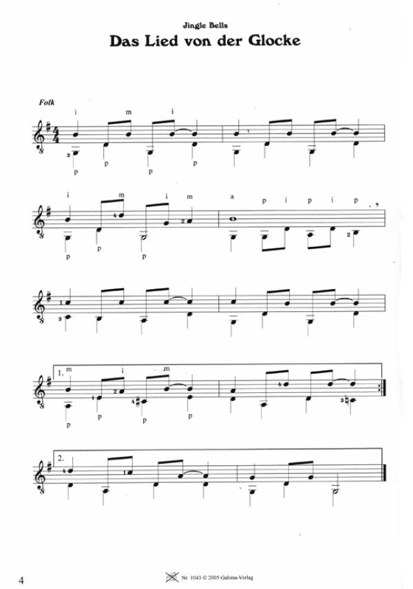 Wagenschein, Matthias: X-Mas Songs für Gitarre solo, Weihnachtslieder Noten Beispiel