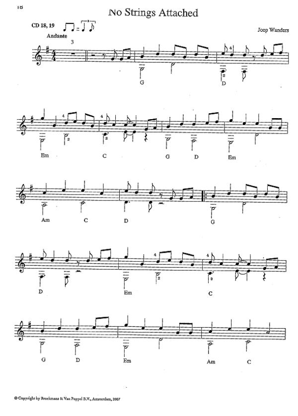 Wanders, Joep: Guitar Festival 2, leichte bis mittelschwere Stücke für Gitarre solo, Noten Beispiel