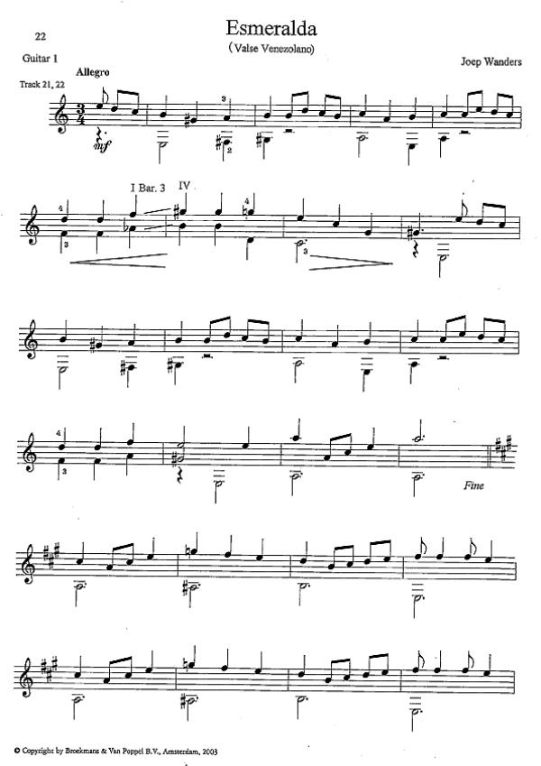 Wanders, Joep: Latin Duets Vol. 2, Südamerikanische Stücke für 1-2 Gitarren, Noten Beispiel Gitarre 1