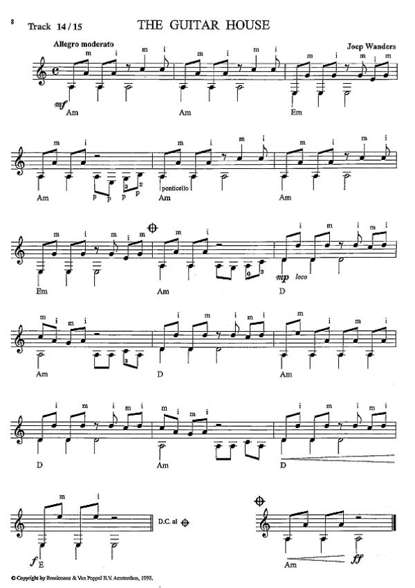 Wanders, Joep: Pop & Rock Styles, leichte Stücke für Gitarre solo, Noten Beispiel
