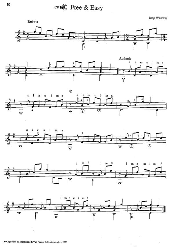 Wanders, Joep: Pro Tirando, right hand guitar pieces, solo sheet music sample